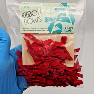 50 Red Vintage Offray Small Ribbon Bows For Christmas, Crafts - OPEN PACKAGES - Bild 1 von 4