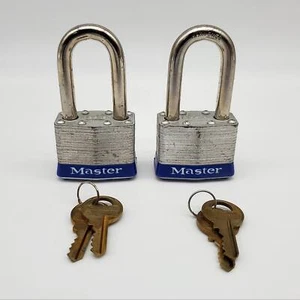 2x Master Lock No 1 Padlocks 1-3/4"L x 0.31" D Shackle 1-3/4" Body Keyed Alike - Picture 1 of 8