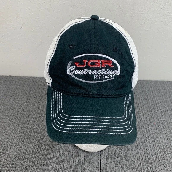 JGR Contracting Trucker Hat Strapback Cap Adjustable Black White Mesh Back - Image 1 of 4