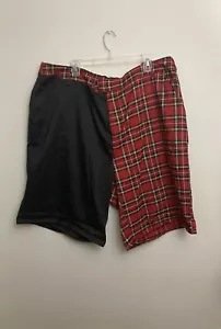 Hot Topic Shorts Black Red Plaid Split Leg High Rise 4x Goth Punk NEW - Picture 1 of 3