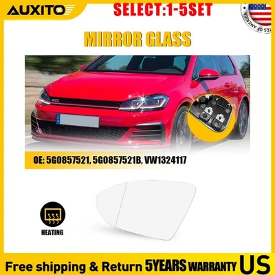 For Volkswagen Golf Alltrack 17-19 Left Driver Heated Wing Mirror Glass 1-5X - Image 1 of 4