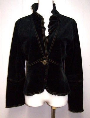 Chaqueta corta Ivy Jane negra de pana adornada cruz cuello en V un botón XL Foto 1 de 4