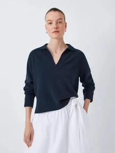 John Lewis Pure Cashmere Jumper V Collar Navy Blue UK 8-10 - NEW RRP £110 - Picture 1 of 18