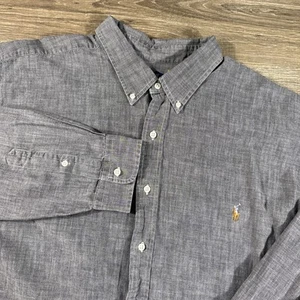 Ralph Lauren shirt Mens 3XLT Charcoal Oxford Dress rugby casual Flesh pony - Picture 1 of 12