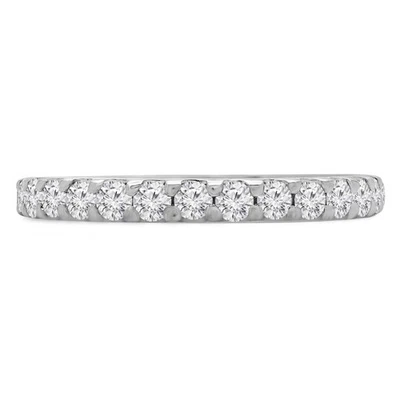 0.71 CT Round VS1 D Lab Created Diamond Pave Accent Wedding Band 14K White Gold - Image 1 of 4