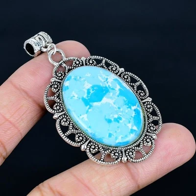 Colgante Larimar enchapado en plata 925 hecho a mano de 2,56" Foto 1 de 3