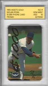 MINT 1995 ASSETS GOLD NOLAN RYAN $1000 PHONE CARD GEM MINT ASD 10 - Picture 1 of 1