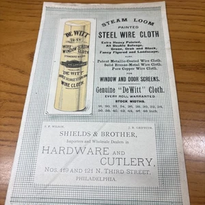 Vtg SHIELDS & BROTHER Hardware & Cutlery Brochure Advertising Dewitt Cloth Ad - Picture 1 of 7