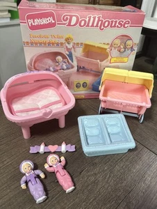 Vintage Playskool Dollhouse Precious Twins Nursery Set in Box Babies - Picture 1 of 11