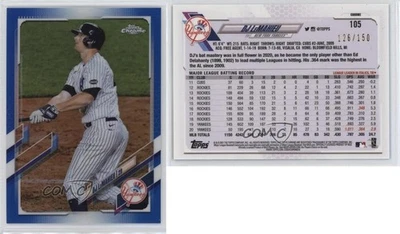 2021 Topps Chrome Blue Refractor /150 DJ LeMahieu #105 - Image 1 of 2
