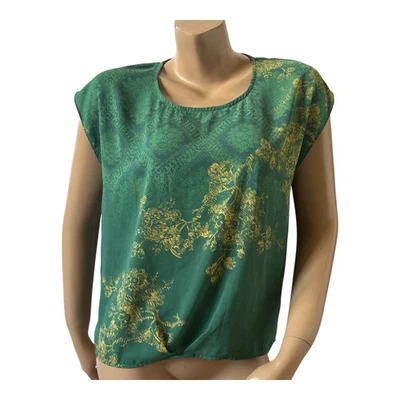 Camisa Top CABI Mujer Talla Pequeña Manga Corta Floral Abertura Trasera Flandes Columpio Foto 1 de 4