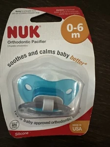 NUK Natürliche Form Kieferorthopädischer Schnuller 0-6 Monate BPA frei blau Baby Junge Neugeborenes - Bild 1 von 4