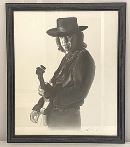 Stevie Ray Vaughan Pencil Charcoal Poster Print 1994 Framed Signed 26.5" x 22.5" - Picture 1 of 15