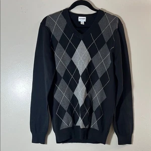 Old Navy V-Neck Pullover schwarz-grau Argyle Gr. M - Bild 1 von 8