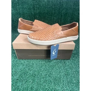 Zapatos sin cordones OluKai Lae'ahi Lauhala para hombre cuero tejido tostado zorro talla 11,5 - Imagen 1 de 7