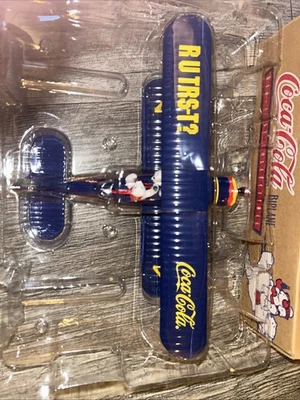 VTG Coca Cola Die Cast Collectible Biplane Airplane Bank F601 Polar Bear New - Image 1 of 4