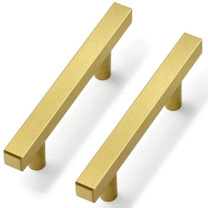 30 Pack Gold Cabinet Handles 3 Inch Brushed Brass Cabinet Pull Modern Square ... - Picture 1 of 8