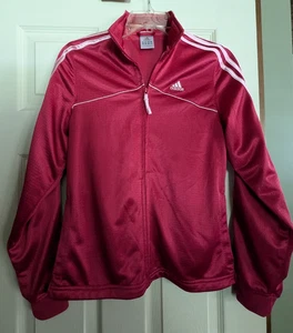Adidas Mädchen Pink Zip Sport Trikot Jacke | Mädchen Größe XL Dunkelrosa - Bild 1 von 4