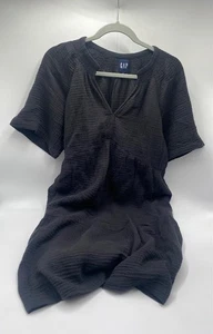 Gap Women's Relaxed Fit Soft Cotton Gauze Tiered Dress Black Medium or X-Large - Picture 1 of 12