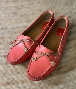 Clarks Dunbar Racer Moccasin Pink Leather Slip On Loafers Flats 63992 Womens 10 - Picture 1 of 10