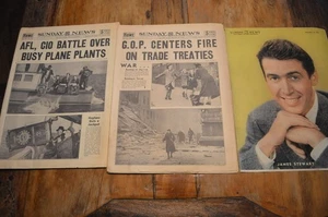 Vintage 1939 Sunday News New York Bildzeitung, James Stewart, Krieg, alte Anzeige - Bild 1 von 12
