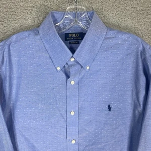 Polo Ralph Lauren Shirt Mens Large Blue Geometric Classic Fit Long Sleeve - Picture 1 of 8