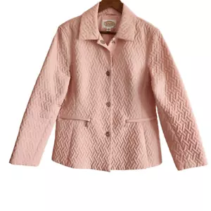 Talbots Jacket Blazer Womens Medium Quilted Career Work Wear Pink - Picture 1 of 5