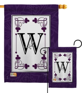 Klassisch mit Initiale Simply Beauty Monogramm Nachname lila Garten Haus Hof Flagge - Bild 1 von 13