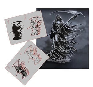 AS-392 Grim Reaper step by step stencil template acrylic airbrush spray wall - Picture 1 of 2