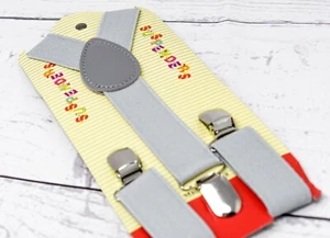 BABYS & KINDER HELLGRAU Y-RÜCKEN ELASTISCHE TRÄGER HOSENTRÄGER US-VERKÄUFER - Bild 1 von 4