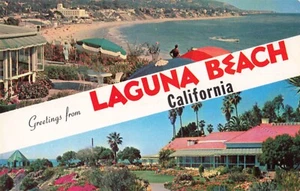 Laguna Beach, Kalifornien Postkarte Grüße Mehrfachansicht um 1950 LL9 - Bild 1 von 2