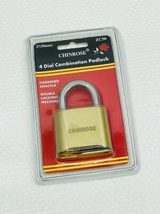 Chinrose  ZC50  Weatherproof BRASS PADLOCK Resettable Combination 2" wide - Picture 1 of 3