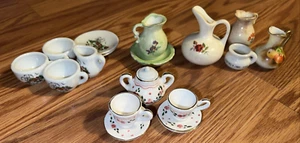 Vintage Teeservice Konvolut Miniatur Puppenstube gemischt Porzellan Keramik bemalt Blume - Bild 1 von 10