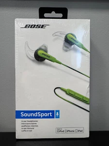 New Bose SoundSport In Ear Wired Headphones, Apple, Energy Green, Factory Sealed - Picture 1 of 7