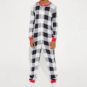 Kid's Holiday PJ Jumpsuit Black/White Size M (8) NWT - Picture 1 of 8