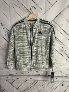 Adidas Girls Gray Velour Full Front Zip Track Jacket Size Large 14 - Picture 1 of 7
