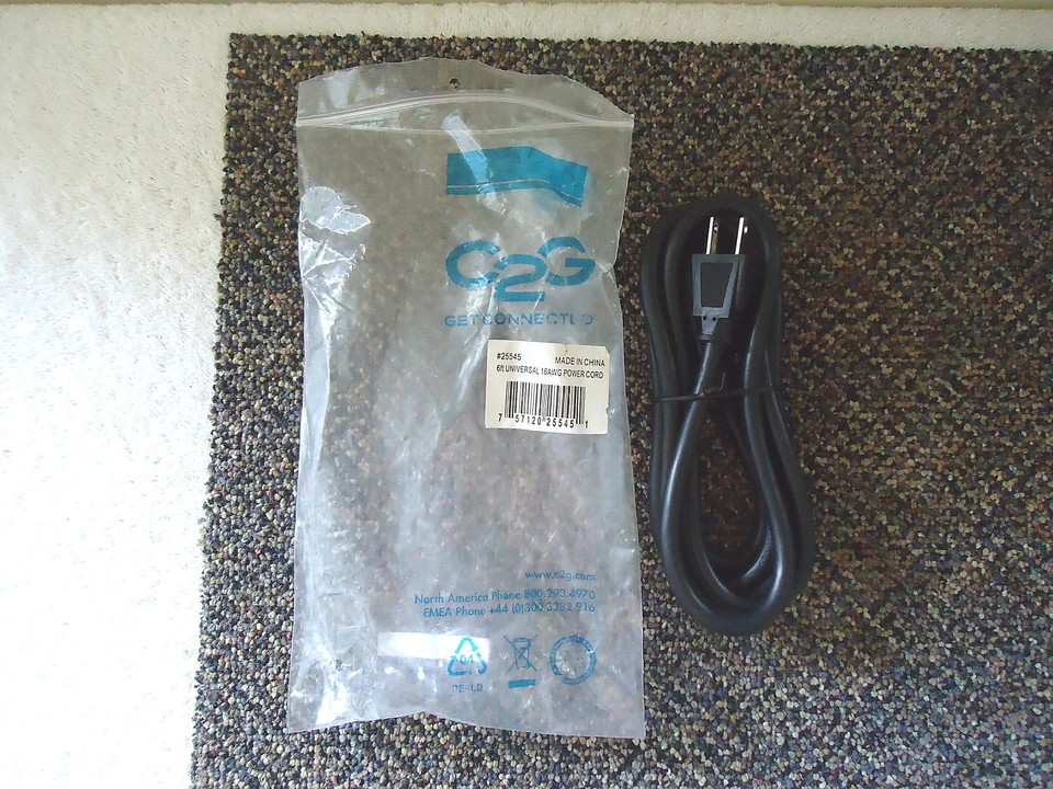 C 2 G # 25545 " NIP " 6ft.Universal 16 AWG Power Cord " GREAT ITEM " - Image 1 of 4