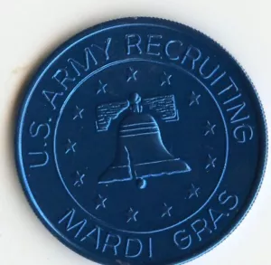 Mardi Gras Doubloon Ejército de los Estados Unidos 1978 azul - Imagen 1 de 2