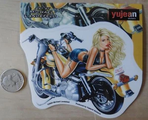 BIKER ANGEL PINUP GIRL NYLON STICKER - 5"x 4" - Picture 1 of 1