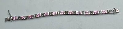 PULSERA CRISTAL ROSA MARCASITA ESTERLINA 925 Foto 1 de 4