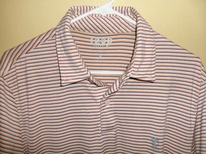 Men's Izod Stretch Polo Shirt LARGE BLUE/LIGHT ORANGE FREE SHIPPING - Picture 1 of 6