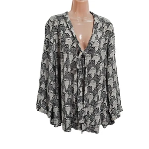 Camicia donna Maeve by Anthropologie gufo con bottoni taglia 24W rayon - Foto 1 di 16