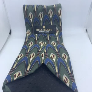 Corbata para el cuello Bill Blass etiqueta negra para hombre patrón geométrico multicolor 100 % seda - Imagen 1 de 5