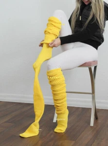 Long Loose Thigh High Slouch Socks Over Knee Japanese School Girl OTK Cable Knit - Picture 1 of 59
