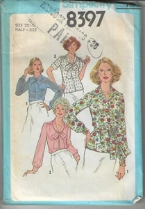 SIMPLICITY 8397 Vintage Sewing Pattern Blouses In Half-Sizes, Size 20 1/2, USA - Picture 1 of 2