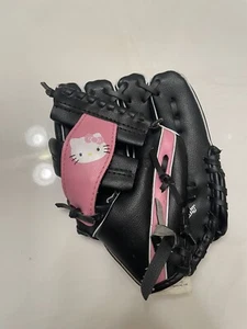 Guante Hello Kitty T-Ball niñas negro y rosa tiro derecho derecho 9,5" - Imagen 1 de 10