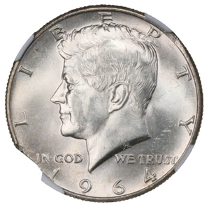 1964 Kennedy Half Dollar NGC MS-64 Curved Rim Clip @8:00 Clipped Mint Error Coin - Picture 1 of 7