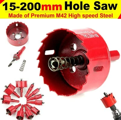 Bi metal Hole Saw 15 mm-200 mm Drill Bit Arbor Pilot Hole Saw Metal Wood Plastic - Image 1 of 4
