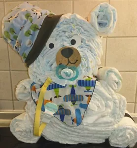 Windeltorte Windel Geschenk Geburt Baby Taufe Jungen Mädchen Windebär Babyparty - Bild 1 von 11