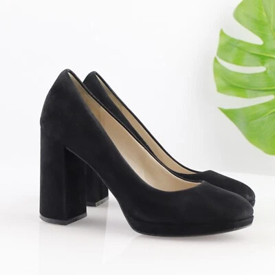 Zapato de vestir Cole Haan Renner Grand Pump para mujer talla 8,5 negro gamuza tacón ancho Foto 1 de 4